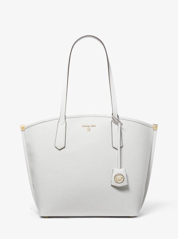 Damske Prenosná Taška Michael Kors Jane Large Pebbled Leather Biele - Kabelky Michael Kors Akcia | PXWVS-8760